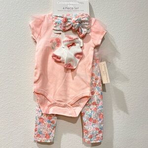 NWT Catherine Malandrino Baby "Daddy's Bestie" 4-Piece Floral Tutu Set